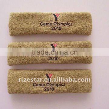 customized embroidery logo cotton terry toweling sweatband