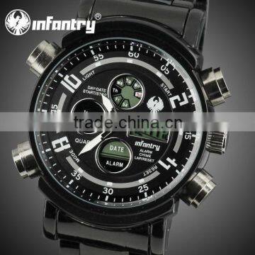 INFANTRY Fashion Mens Digital Black Stainless Repeater Watch