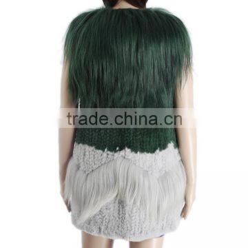 Women Sheared Rabbit Fur and Goat Fur Vest / Women Real Fur Vest/Stylish Long KZ150092 photo-2
