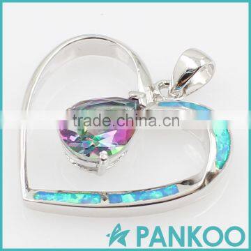Wholesale Fashion Series of Water on the Heart Blue Opal Sterling Silver Unisex Necklace Pendant photo-4