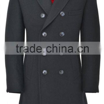 2014 new style 100% cashmere classic black men winter coat