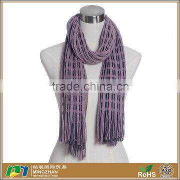 Women Winter Pretty Purpel Hollow Out Weave Cable Knit Crocheted Scarves