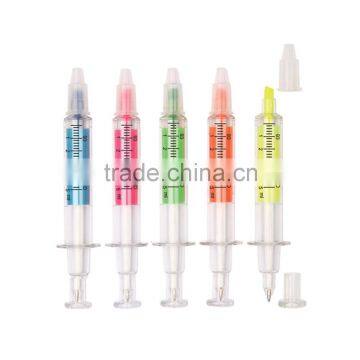 Transparent Promotional highlighter ball pen injection pen novelty pens