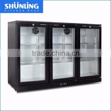 Supermaket direct cooling underbar cooler,3 glas door counter top electric beer back bar cooler
