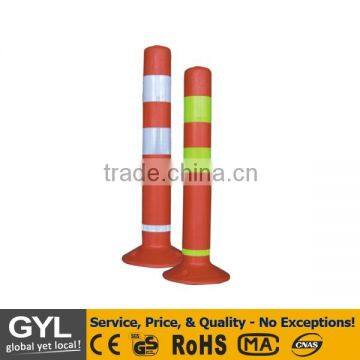 red delineator road lamp post