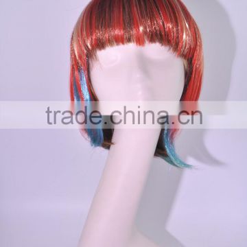 A016 colors mixed synthetic hair,cheap short bob wigs party wigs for cosplay in stock