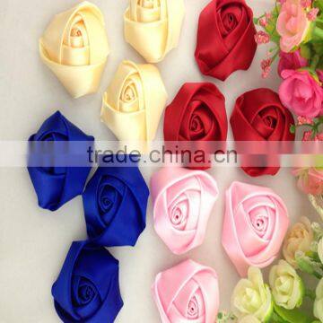 Colorful Satin Ribbon Flower Handmade Rose For Decorative Toys
