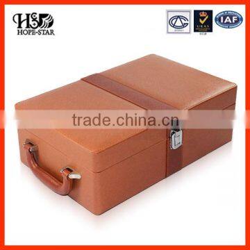 Customize Handmade PU Leather Wooden Box Wine Packaging Gift Box/Wine Bottle Carrier Case