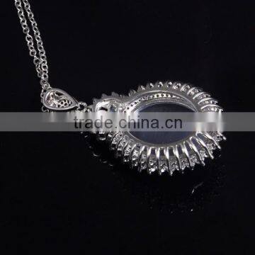 Handmade Semi-precious Stone Grey Cat Eye Stone Pendant photo-3