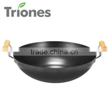 carbon steel non-stick wok with two handles