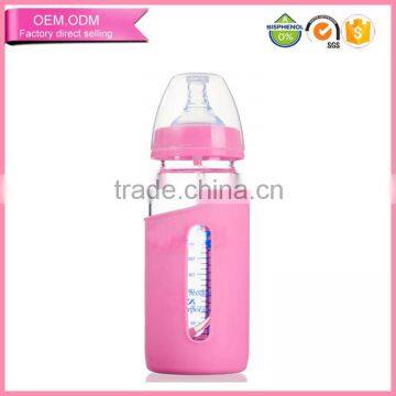 babies product highborosilicate glass baby bottle with sleeve