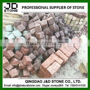 red sandstone cobblestone driveway paver