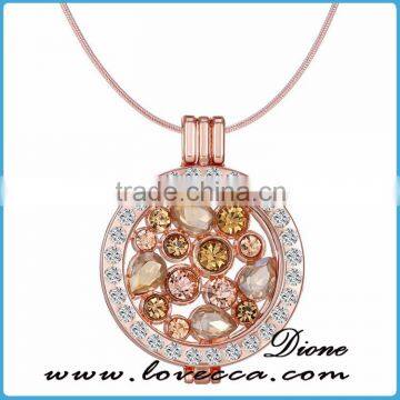 new design creative crystal insert love coin locket necklace