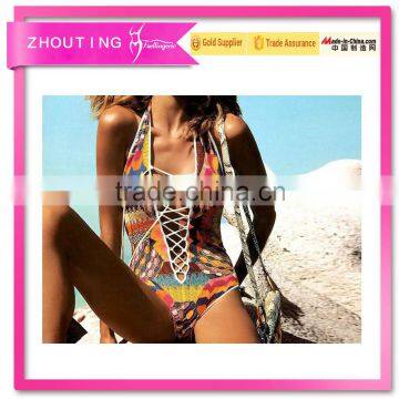 BSC094 Hot sexy images women one piece printing triangle bikini swimwear