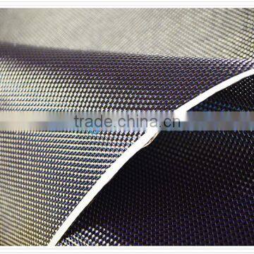 Excellent colored plain 3k carbon fiber fabric mixed woven blue metallic hybird cloth