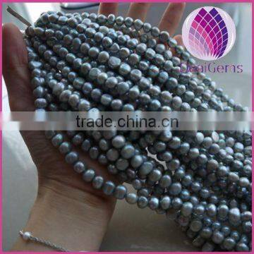 6-4mm Natural silver grey Freshwater pearls AAA grade baroque Pearls