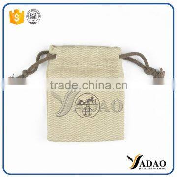 custom brand name printed drawstring linen pouch