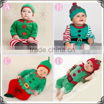 new arrival 2015 Christmas baby rompers boutique clothing christmas stripe clothing rompers