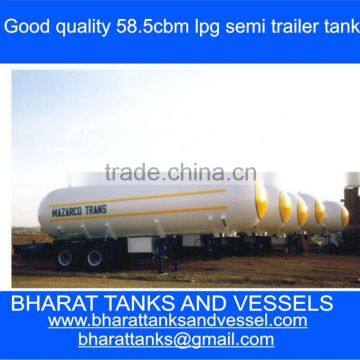 Good quality 58.5cbm lpg semi trailer tank