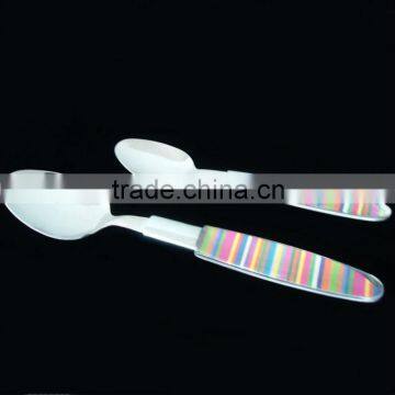 Stainless steel cutlery with rainbow plastic handle child spoon