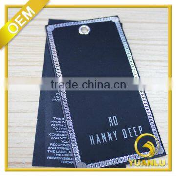 Clothing string hang tag paper tag