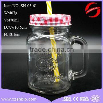 470ml glass mason jar with handle