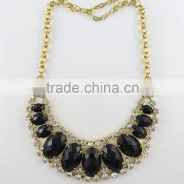 Girls unique black diamond beads strings necklace