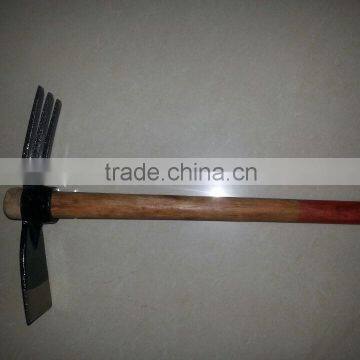 2016 Hot Seller Mini 3 Prong Garden Tools Garden Hoe With Wooden Handle