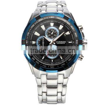 CURREN Blue Analog Stainless Steel Strap Quartz Elegant Military Sport Men Watch