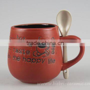 350ml Red And Black Color Glazed Artwork Hand Painting Decoration Coffee And Tea Cup Mug