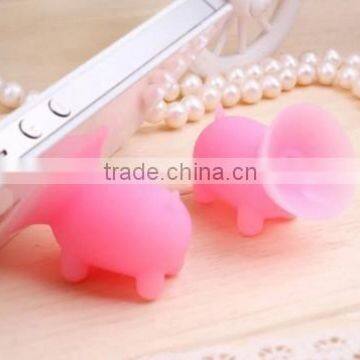 Pink pig animal shaped silicone smartphone accessory sucker stand