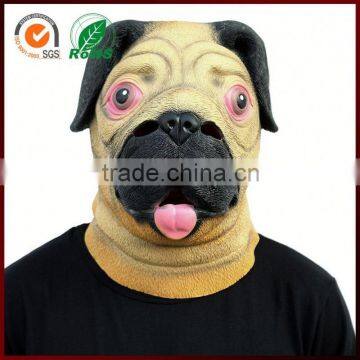 Hot selling Realistic Pug Dog full HEAD Latex Animal Mask for Party