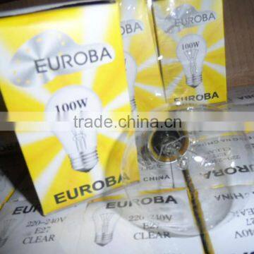 A55/A58/A60 40W/60W/75W/100W Incandescent Bulb/Light Bulb/GLS Bulb