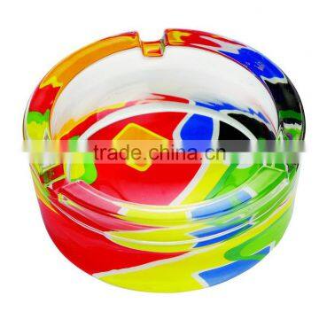 High Quality Glass Ashtray With Decal on Bottom,round Glass Ashtray, Pocket Ashtray photo-3