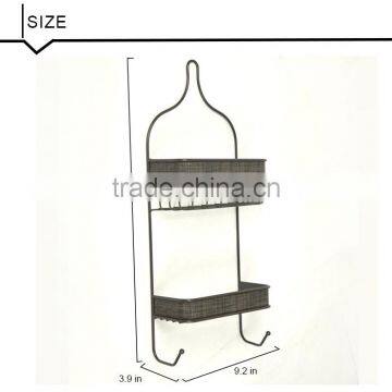 Wall Mounted Shampoo Rack With Two Hooks photo-5