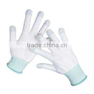 High Quality Antistatic White PU Finger Dipped Carbon Fiber,touchscreen Work Glove photo-3