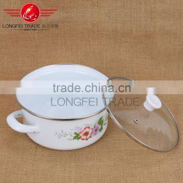 020856 New Design Hot Sale 3pcs Enamel Cookware Set With Glass Lid photo-4