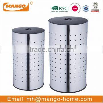 Modern Cylinder Stainless Steel Laundry Basket