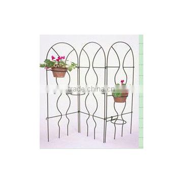 wrought iron trellis with 4 planter