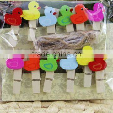 Hot Small Colorful Wooden Duck Decoration Photo Clip Made in China photo-1