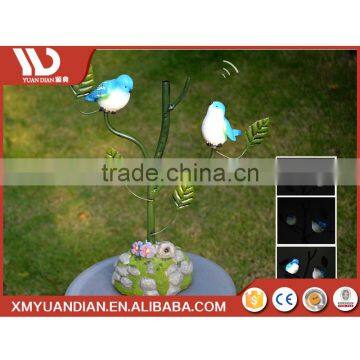 Art Work Resin Craft Two Birds Metal Tree Garden Solar Motion Sensor Light photo-3