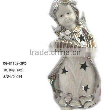 Electroplated porcelain cherub figurine