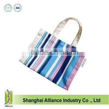 OEM Cheap Nylon Full Printing Women Stripe Small Size Hand Bag,Women Outdoor Tote Shopping Bag photo-2