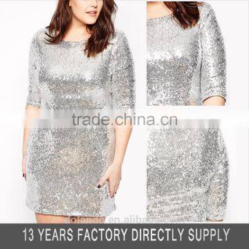 Mid Sleeve All Over Sequin Christmas Bodycon 3xl Wholesale Plus Size Clothing