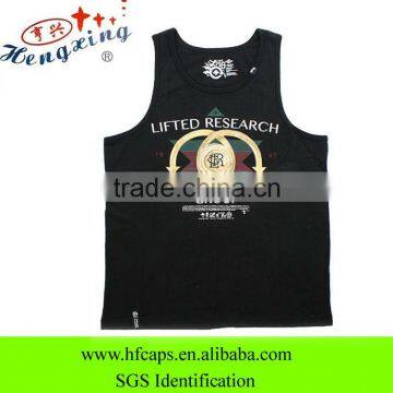 Custom design cotton wholesale black printing bulk tank top