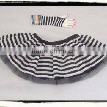 Pirate Convict Fancy Dress Tutu Black White Goth Stripe