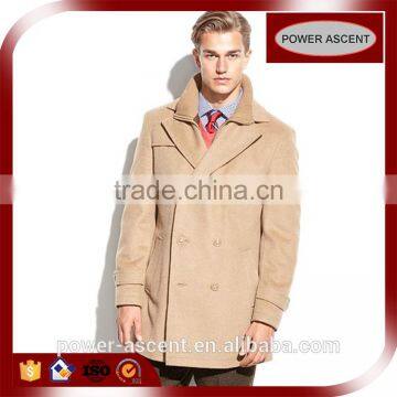 Custom Design Elegant Double Breasted Wool Trench Coat