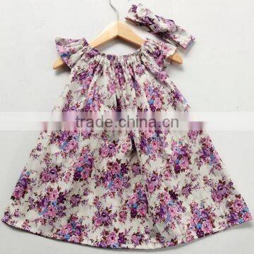 Simple Cotton Frocks Designs Baby Girl Floral Patterns Vintage Dress Little Girls Casual Dresses photo-3