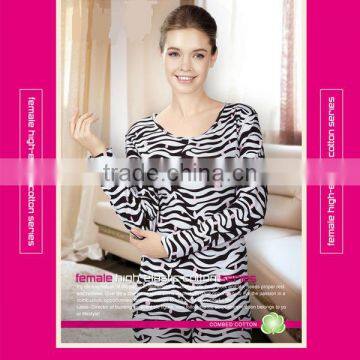 Latest 2014 sexy ladies thermal underwear with zebra printing