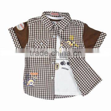 Cotton Cartoon Checked Children Blouse